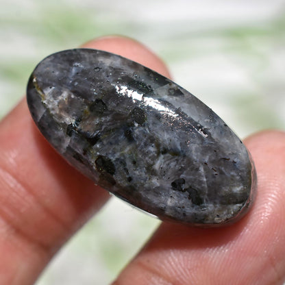 Natural Larvikite Gemstone – Large Iridescent Grey Cabochon for Pendants