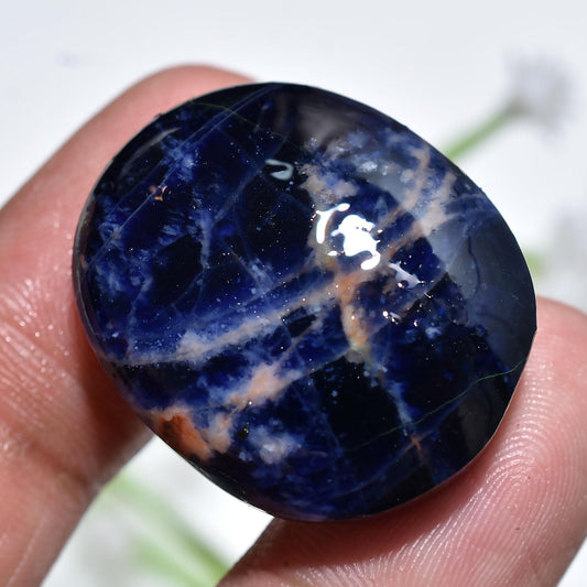 Blue Sodalite Cabochon – Large Round Polished Gemstone for Pendants