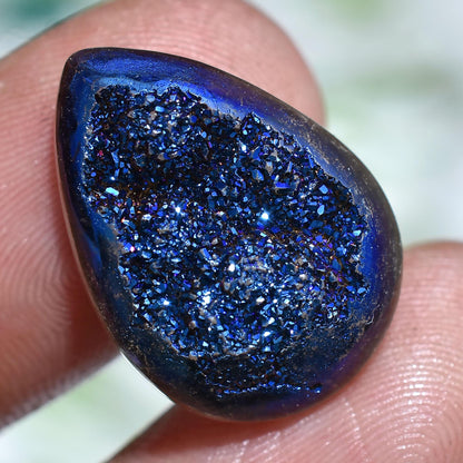 Titanium Druzy Cabochon – Pear Shaped Titanium Coated Stone for Jewelry