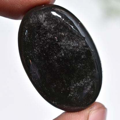 Natural Obsidian Cabochon – Polished Oval Black Crystal for Handmade Jewelry