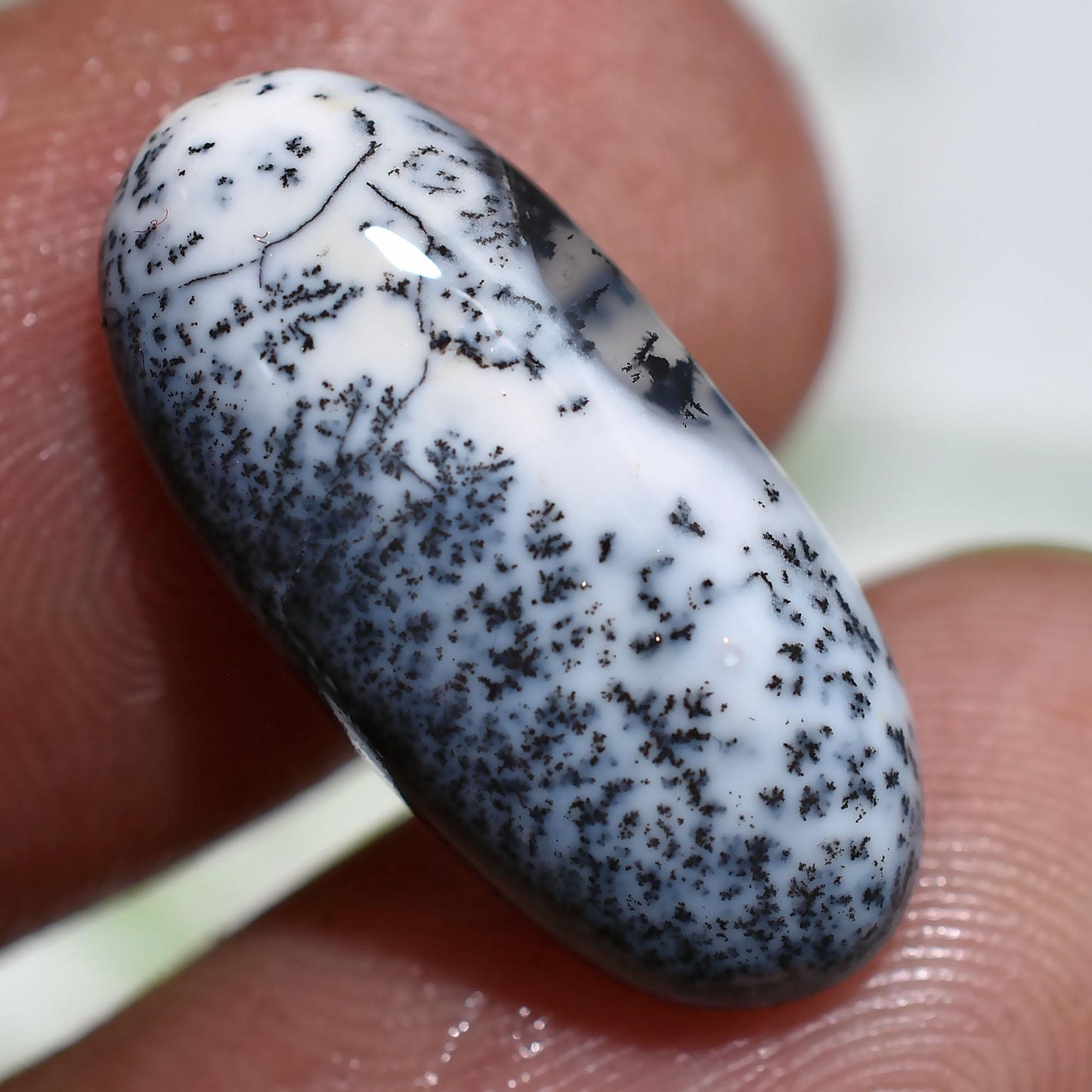 Rare Dendrite Opal Cabochon, Oval Flatback Dendrite Gemstone