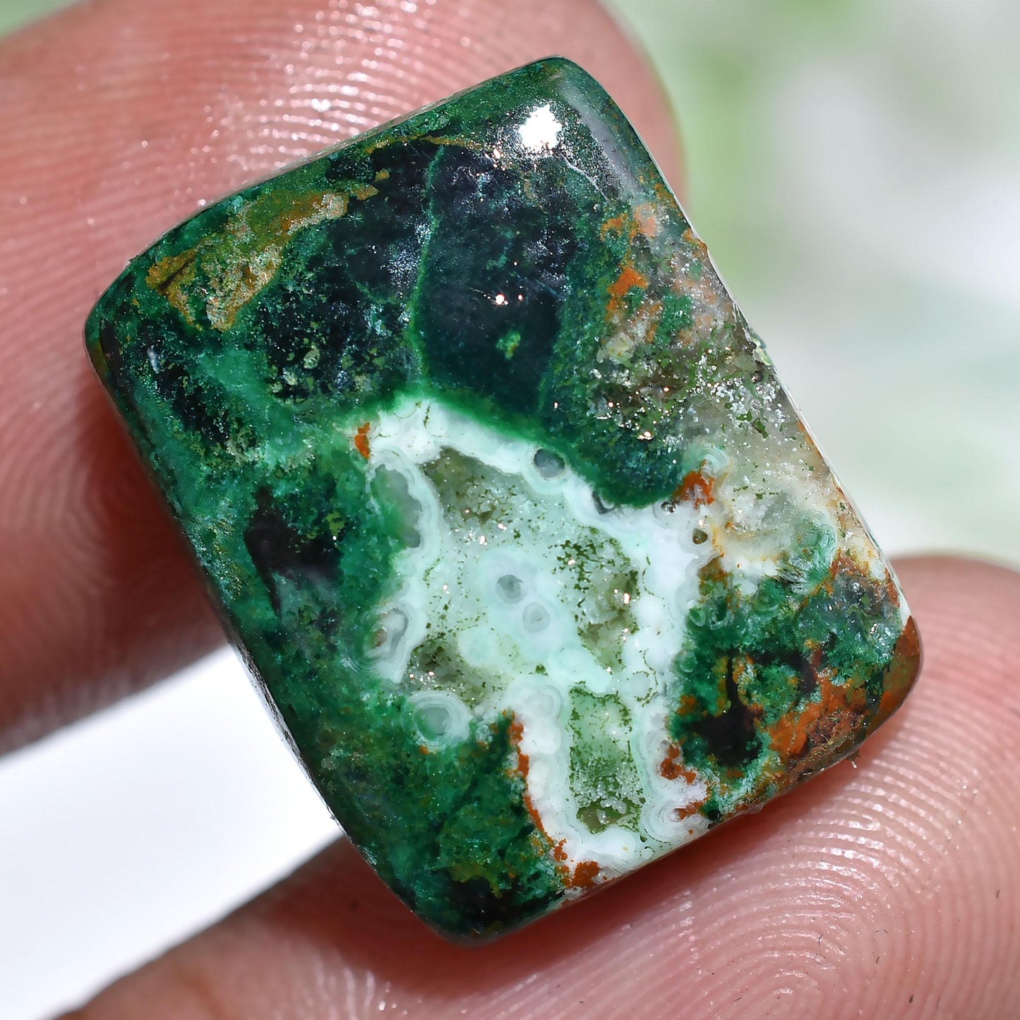 Crystal Chrysocolla Gemstone – Rectangle Flatback Cabochon for Jewelry