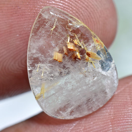 Natural Golden Rutile Crystals - Pear Shaped Smooth Stones Wholesale Flat Back Gemstones