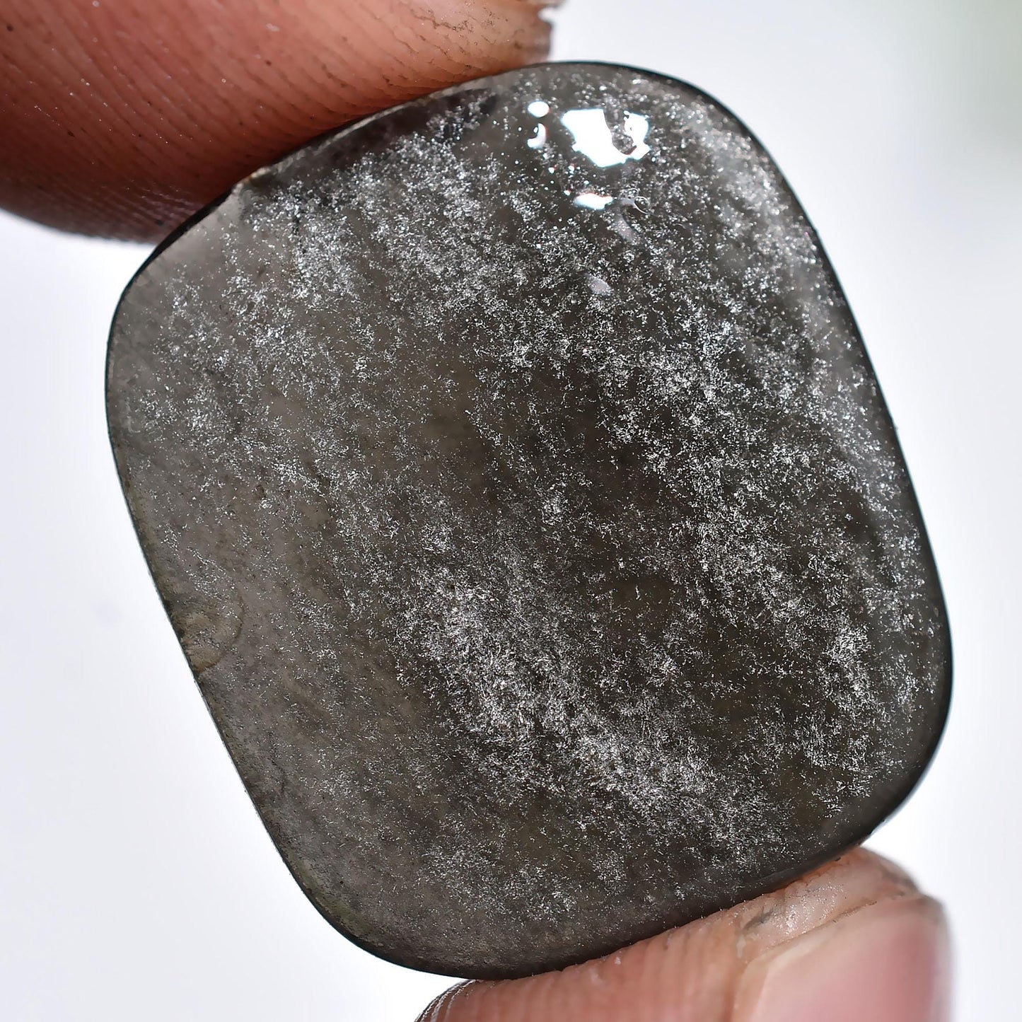 Silver Obsidian Cabochon - Polished Square Shaped Crystal Gemstone