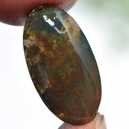 Natural Moss Agate Gemstone - Oval Flat Back Cabochon for Jewelry Making