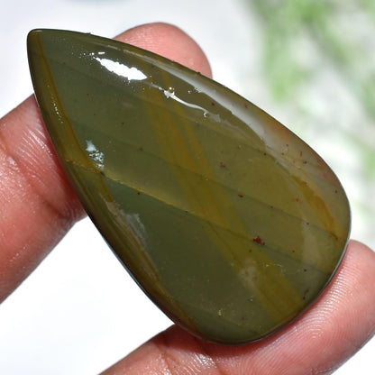 Imperial Topaz Cabochon - Large Pear-Shaped Olive Green Gemstone for DIY Jewelry