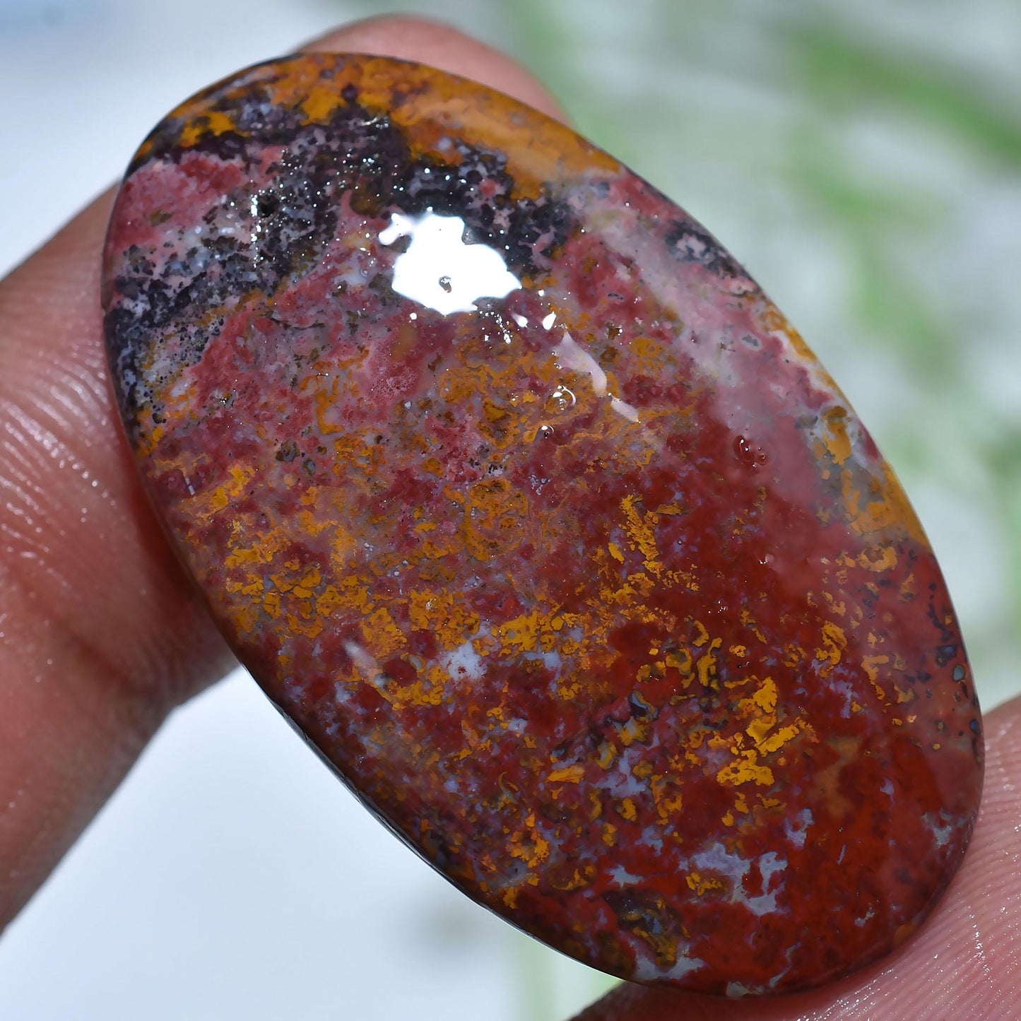 Red Bloodstone Cabochon - Oval Smooth Gemstone for Custom Jewelry