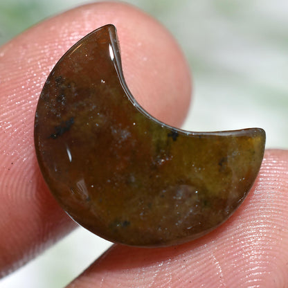 Half Moon Agate & Brown Jasper Cabochon - Small Crystal Carvings for Rings | Trending Loose Stones