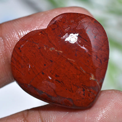 Heart Shaped Bloodstone Cabochon – Smooth Polished Gemstone for Jewelry Supplies