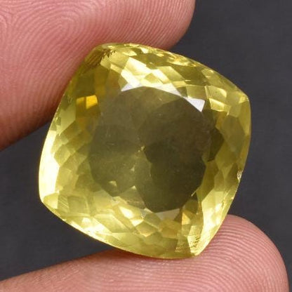 Natural Lemon Quartz Cabochon - Oval Shape Faceted Yellow Topaz Stone