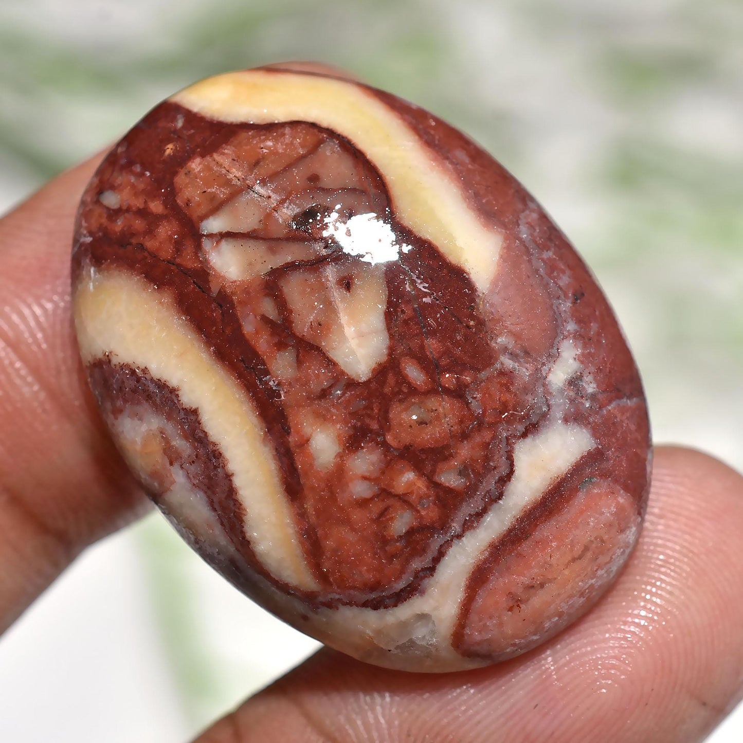 Textured Mookaite Jasper Cabochon – Large Oval Polished Flat-Back Stone for Jewelry Making