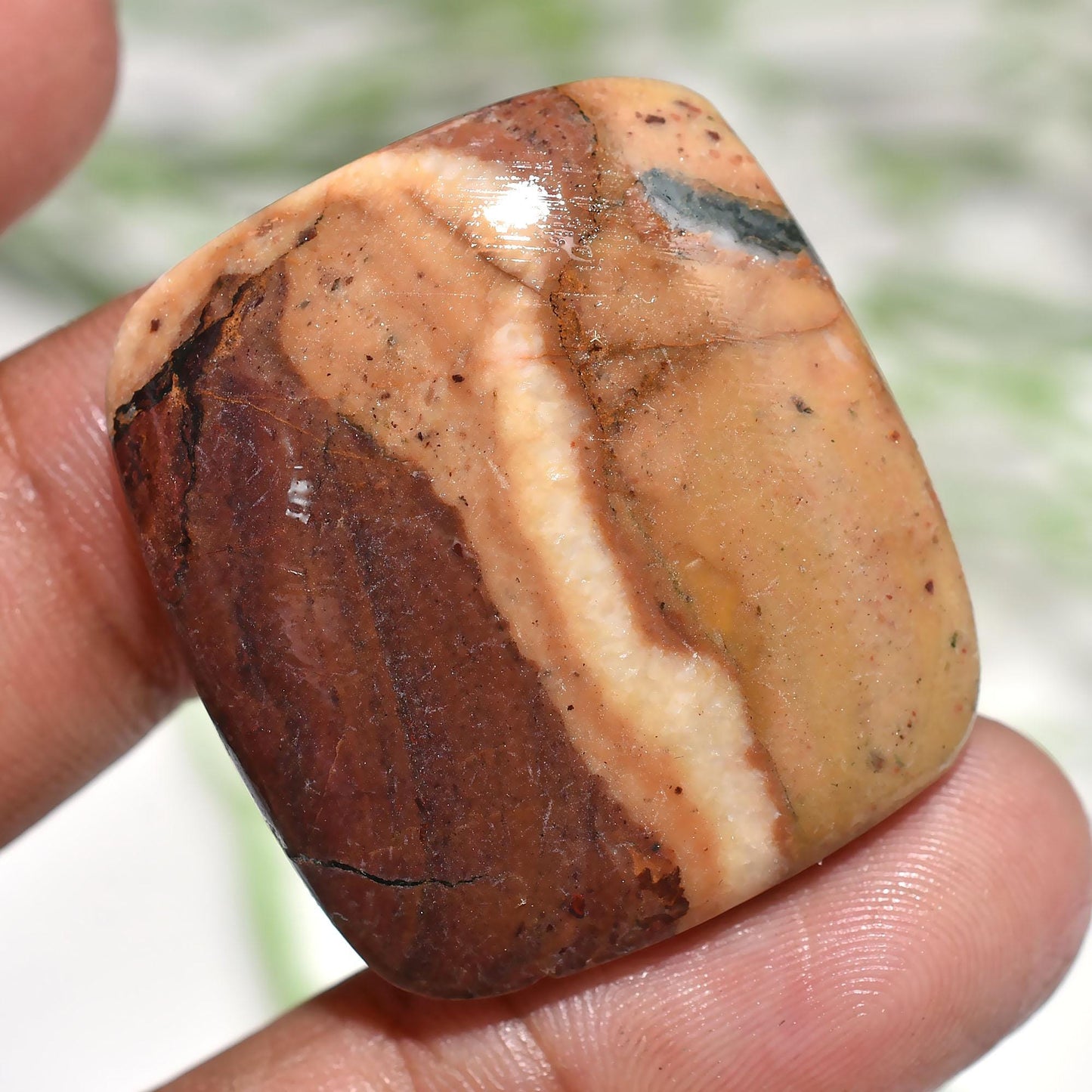 Textured Mookaite Jasper Cabochon – Large Oval Polished Flat-Back Stone for Jewelry Making