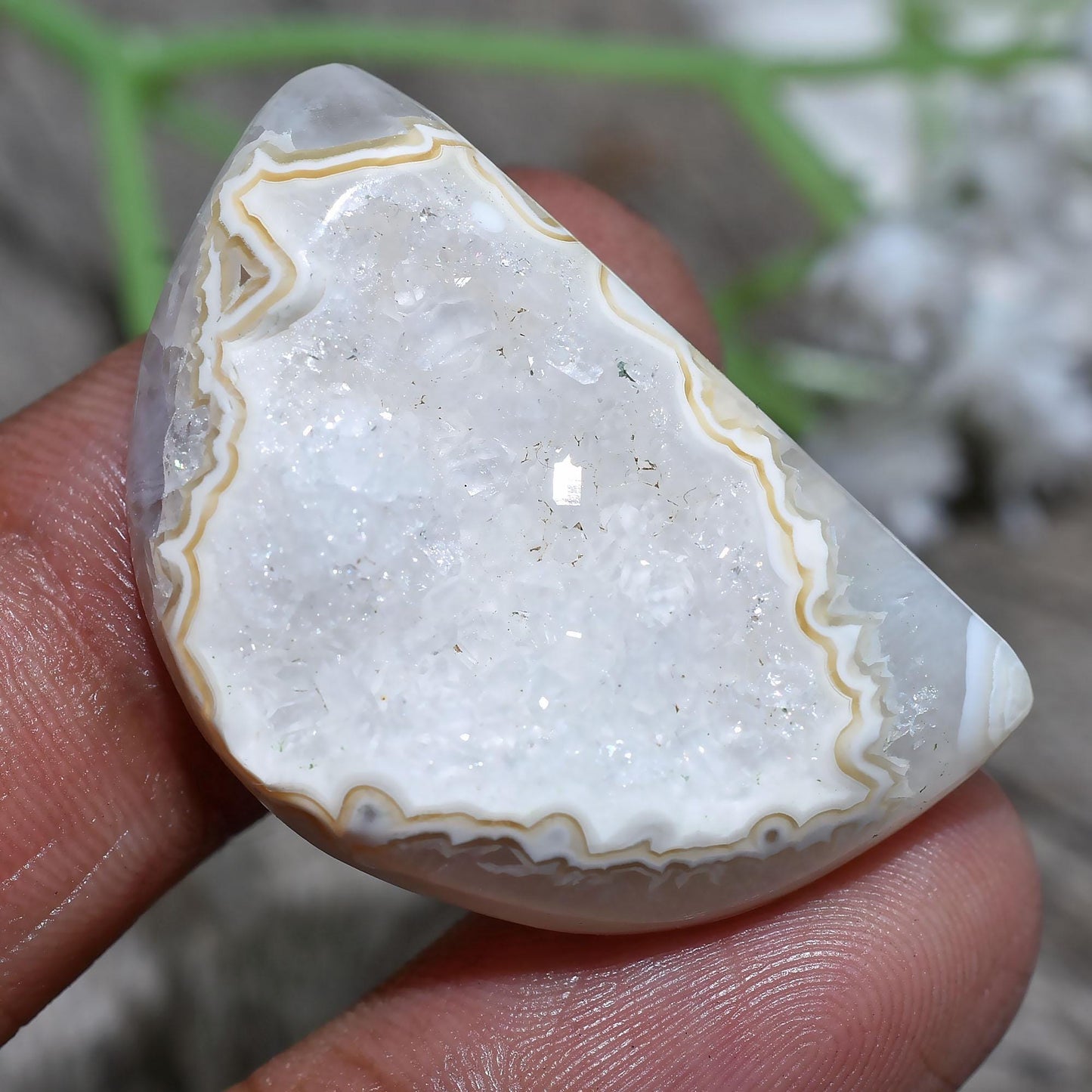 White Solar Quartz Druzy Cabochon - Sparkle Geode Druzy Agate for Jewelry Making