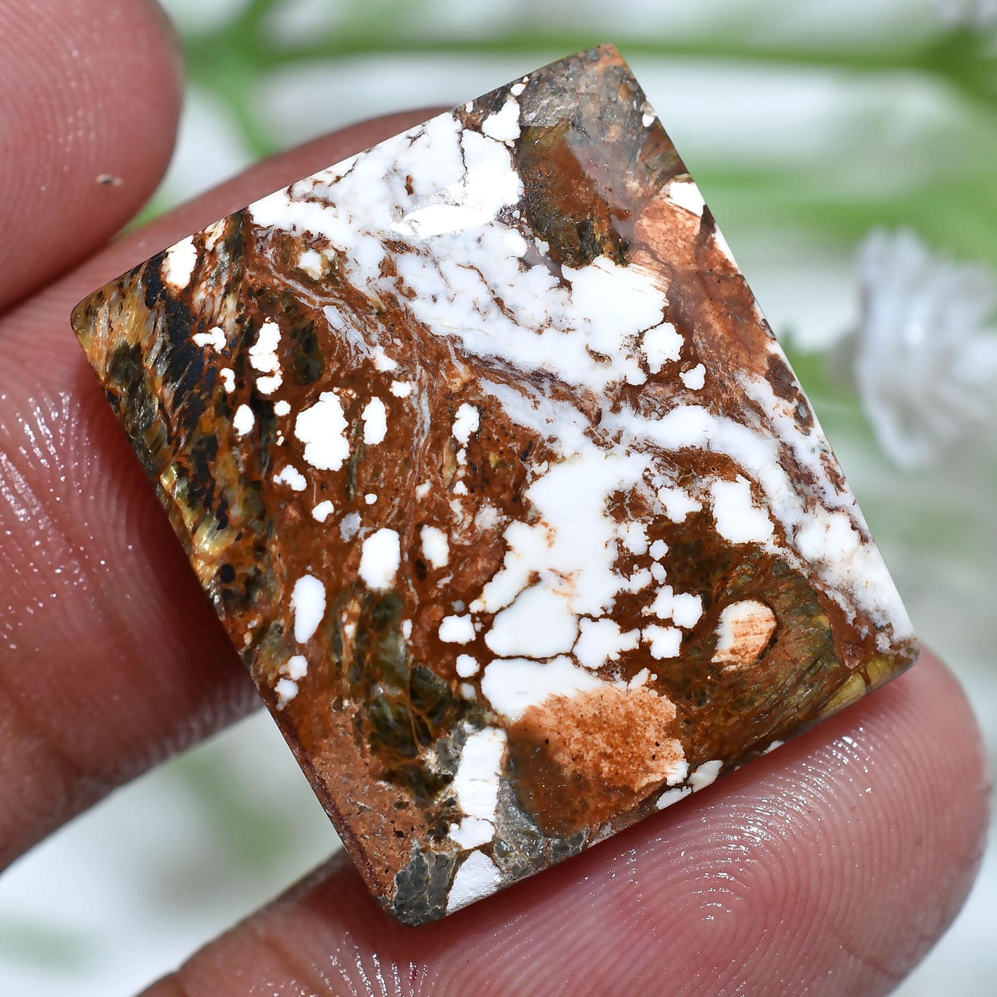 Wild Horse Magnesite Gemstone - Square Shaped Smooth Polished Cabochon for Pendant Making