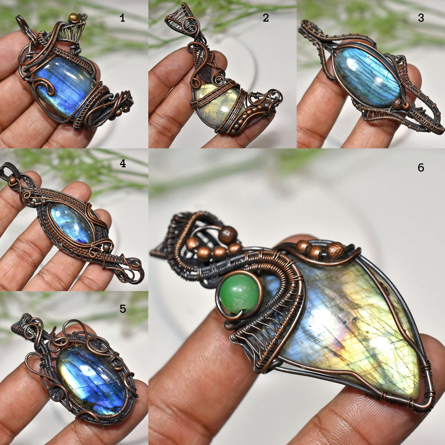 Deep Blue Labradorite Necklace – Designer Handmade Wire Wrapped Copper Pendant