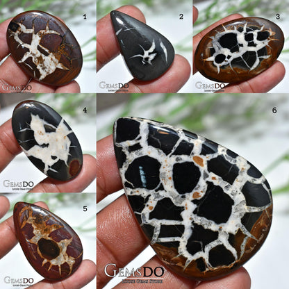 Natural Dragon Septarian Cabochon – Flatback Oval Gemstones for Jewelry