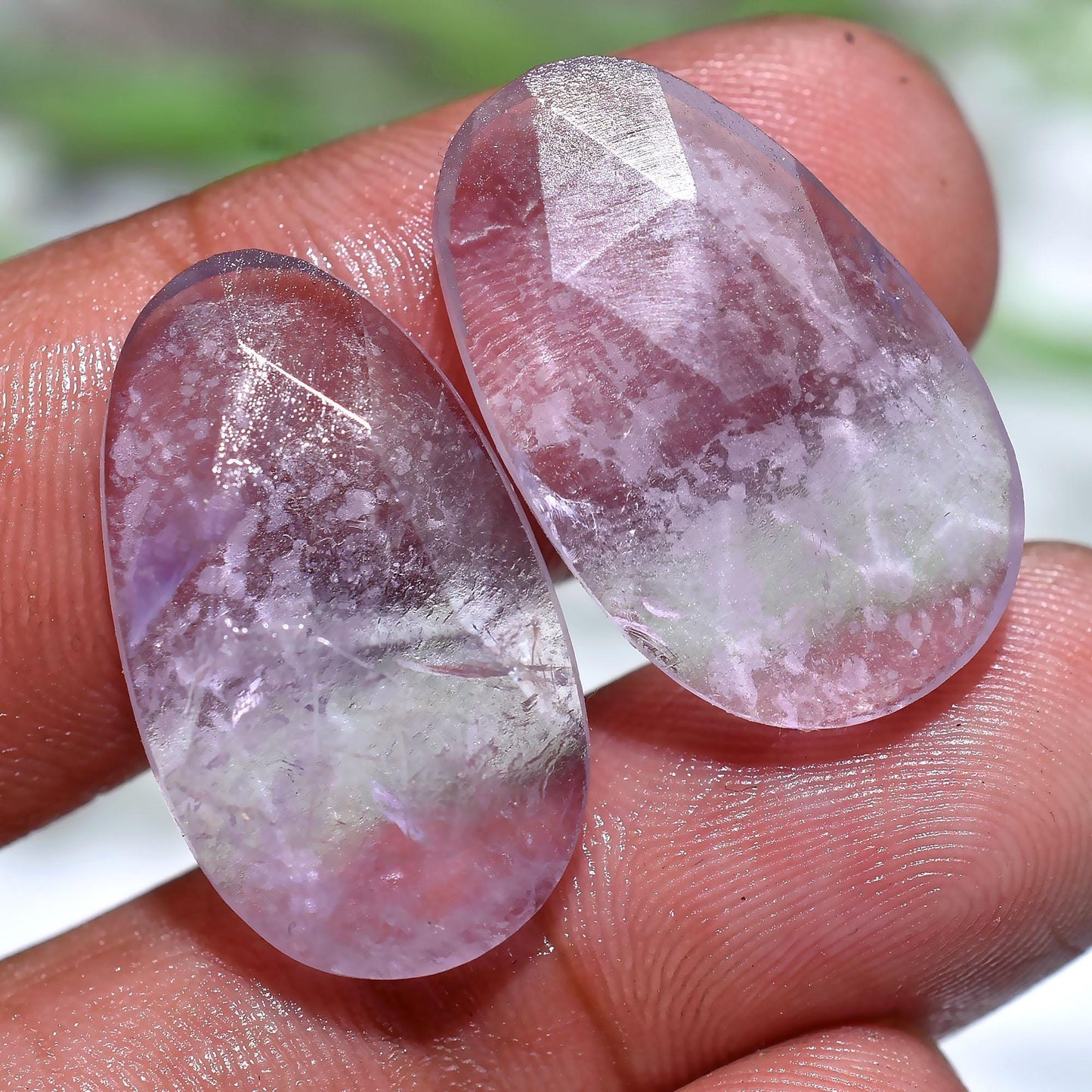 Stunning Amethyst Faceted Cabochon Pair – Matching Earrings Pair