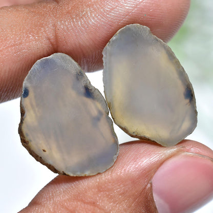 Beautiful Window Druzy Gemstone Pair – Brown Agate Stalactite Slice for Earrings, Wholesale